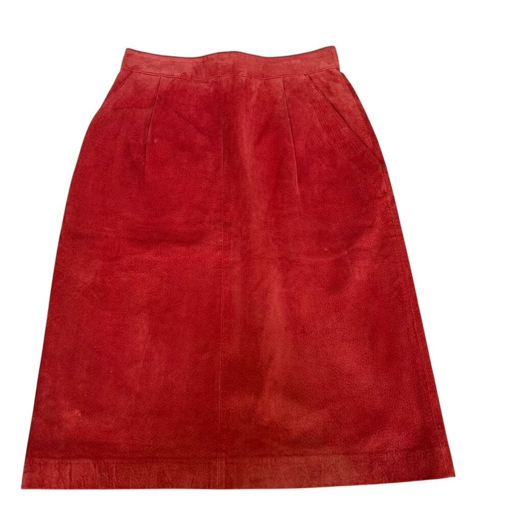 Toffs vintage orange Suede Leather skirt Lined W/Pockets Skirt Size 6